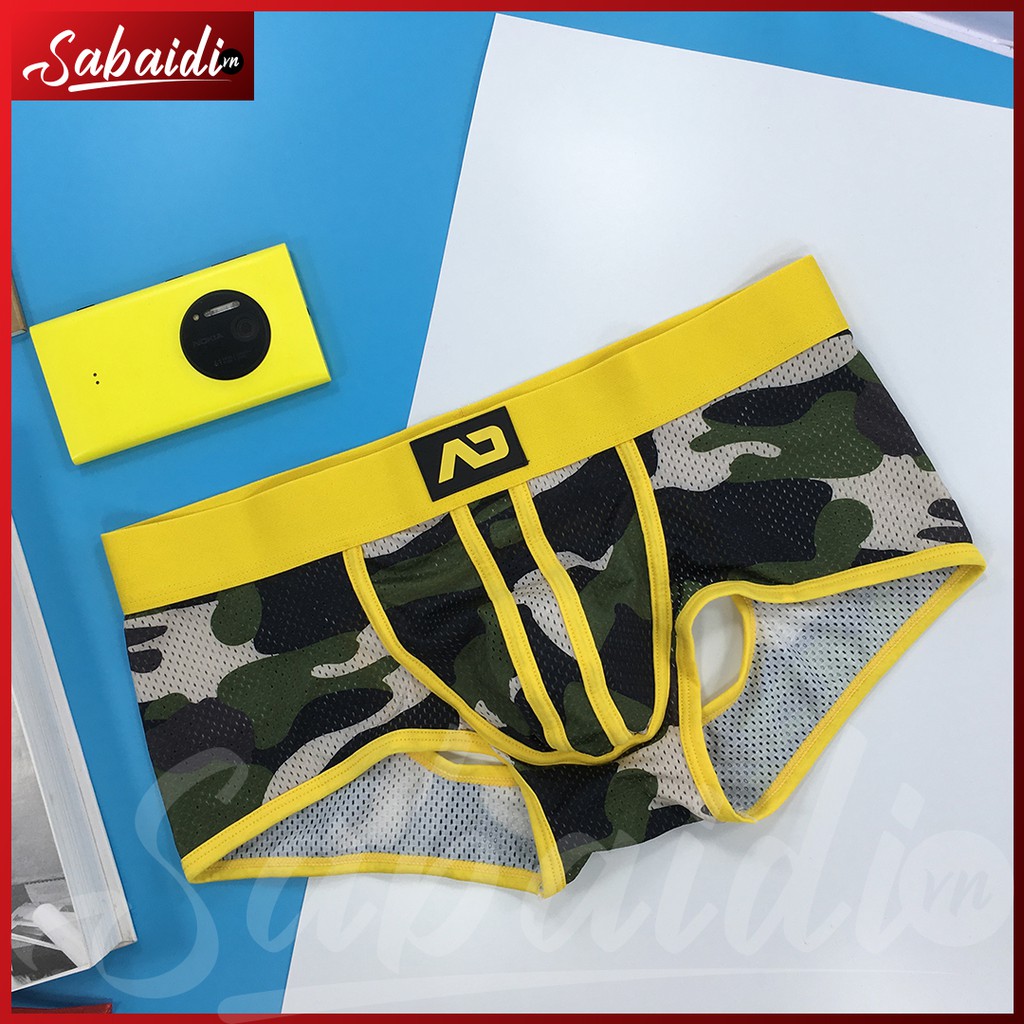 Quần lót nam Boxer addicted vàng camo hở mông