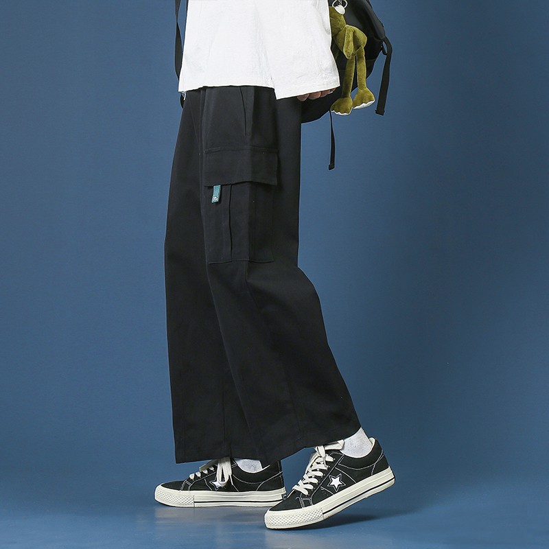 (Q242) quần nam ống rộng 2 màu đen - be size M - 2XL
