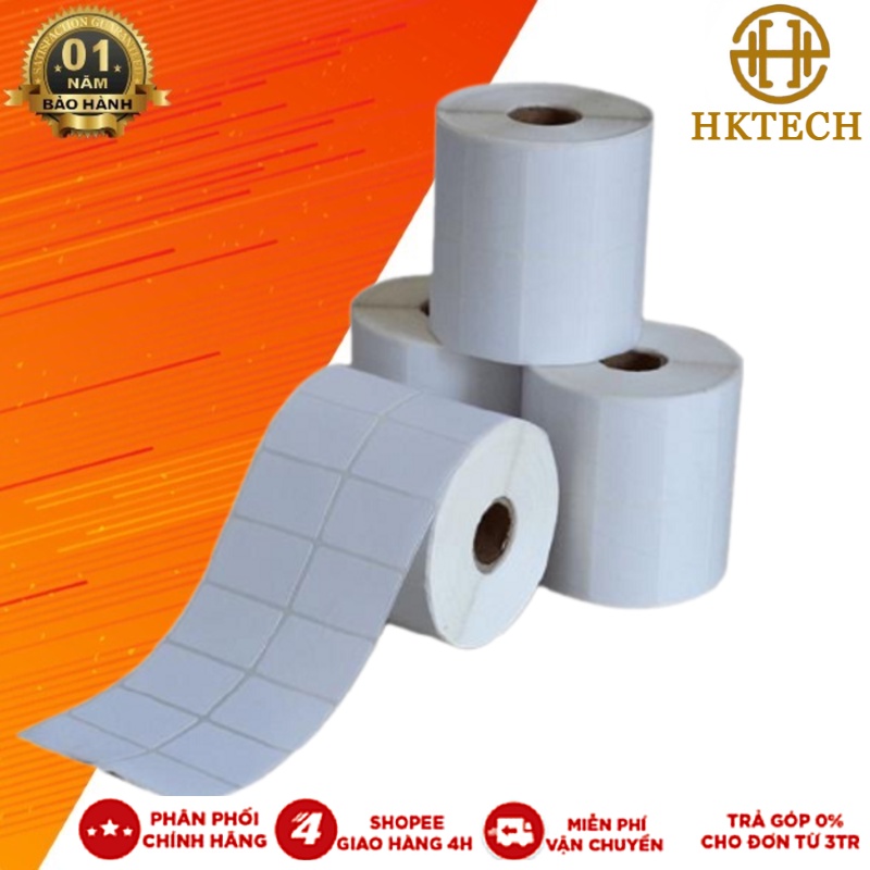 Giấy In Mã Vạch 2 Tem 35x22  - Decal Nhiệt 2 Tem 72x22 mm, cuộn 30m
