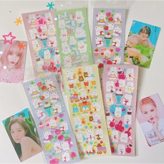 Tấm sticker hàn BunnyBoo lấp lánh trang trí ảnh. Hình dán trang trí lấp lánh