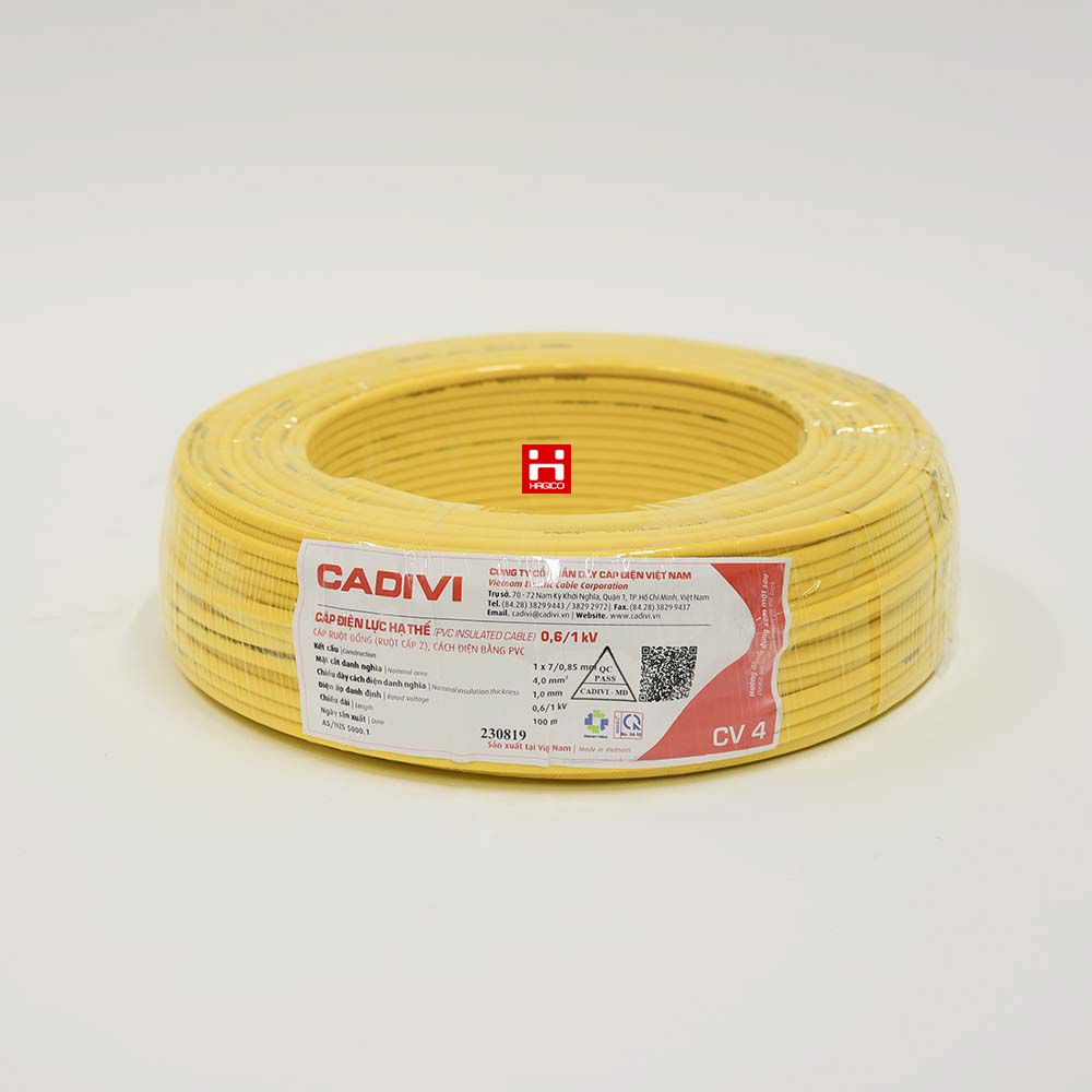 Dây điện đơn dây cáp điện Cadivi CV4.0 cuộn 100m