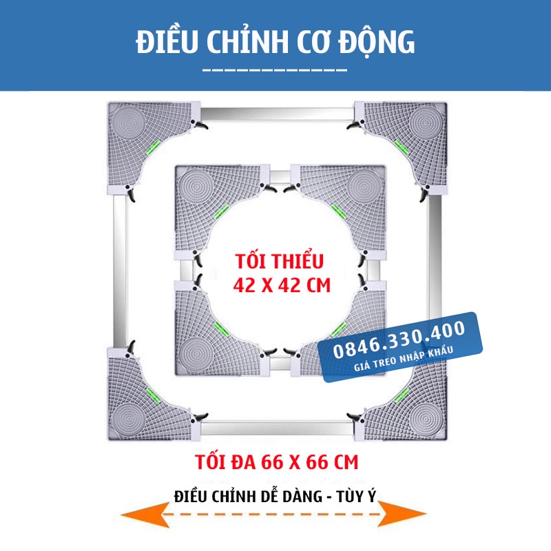 Chân đế máy giặt - Kệ Máy Giặt  - Tủ lạnh 4 trụ đứng 4 Bánh xe ErgoTek MG4T4B - Bánh Xe Đôi Cao Cấp