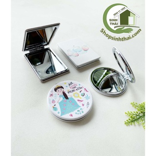 Gương soi hai mặt hình tròn và vuông mini, gấp gọn bỏ túi - Chọn loại - Giao màu ngẫu nhiên