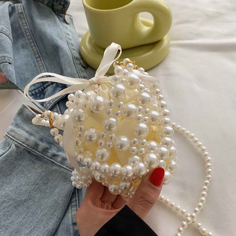 IELGY Túi Đeo Vai Đính Ngọc Trai Thời Trang Sang Trọng Cho Nữ