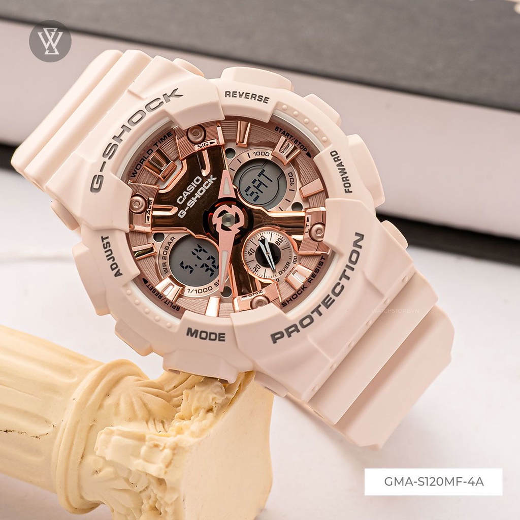 Đồng Hồ Điện Tử Nữ Casio G-Shock WATCHSTORE GMA-S120MF-4A Thiết Kế Mặt Kính Khoáng 46mm, Dây Và Vỏ Nhựa Bền Bỉ