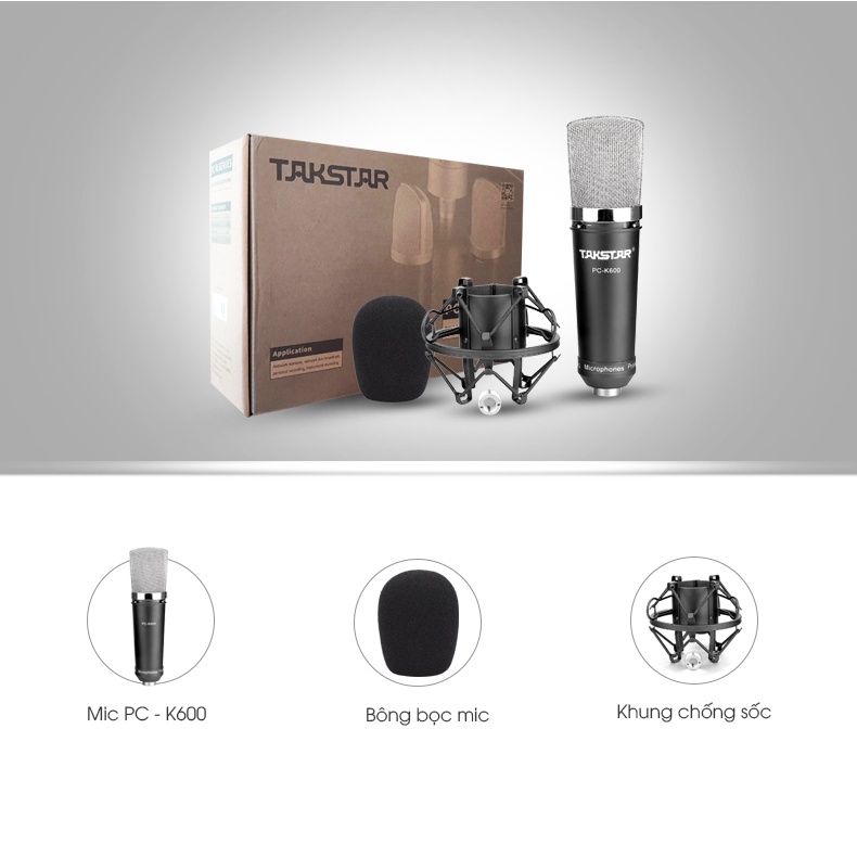 Mic Thu Âm TAKSTAR PC-K600 hát karaoke, livestream, bán hàng, BẢO HÀNH  CHÍNH HÃNG 12 THÁNG