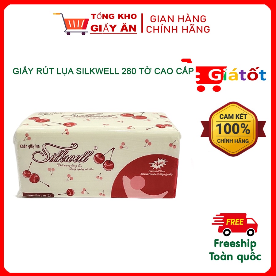 Khăn Giấy ăn Silkwell cherry 280Tờ Trung thành . Hàng chính Hãng.