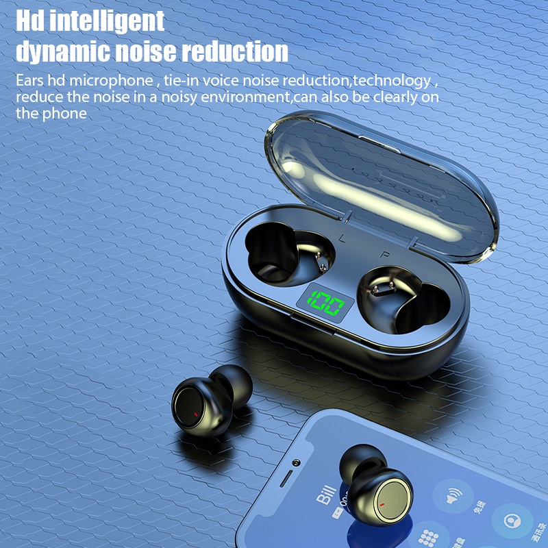 Y50 Pro TWS 5.0 Tai nghe Bluetooth không dây Microphone Thể thao Không thấm nước Chống ồn In-Ear Tai nghe cho điện thoại thông minh