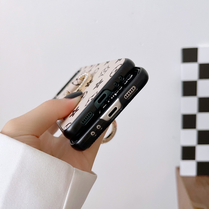 Ốp da samsung Z Flip 4 sang trọng vòng đính đá