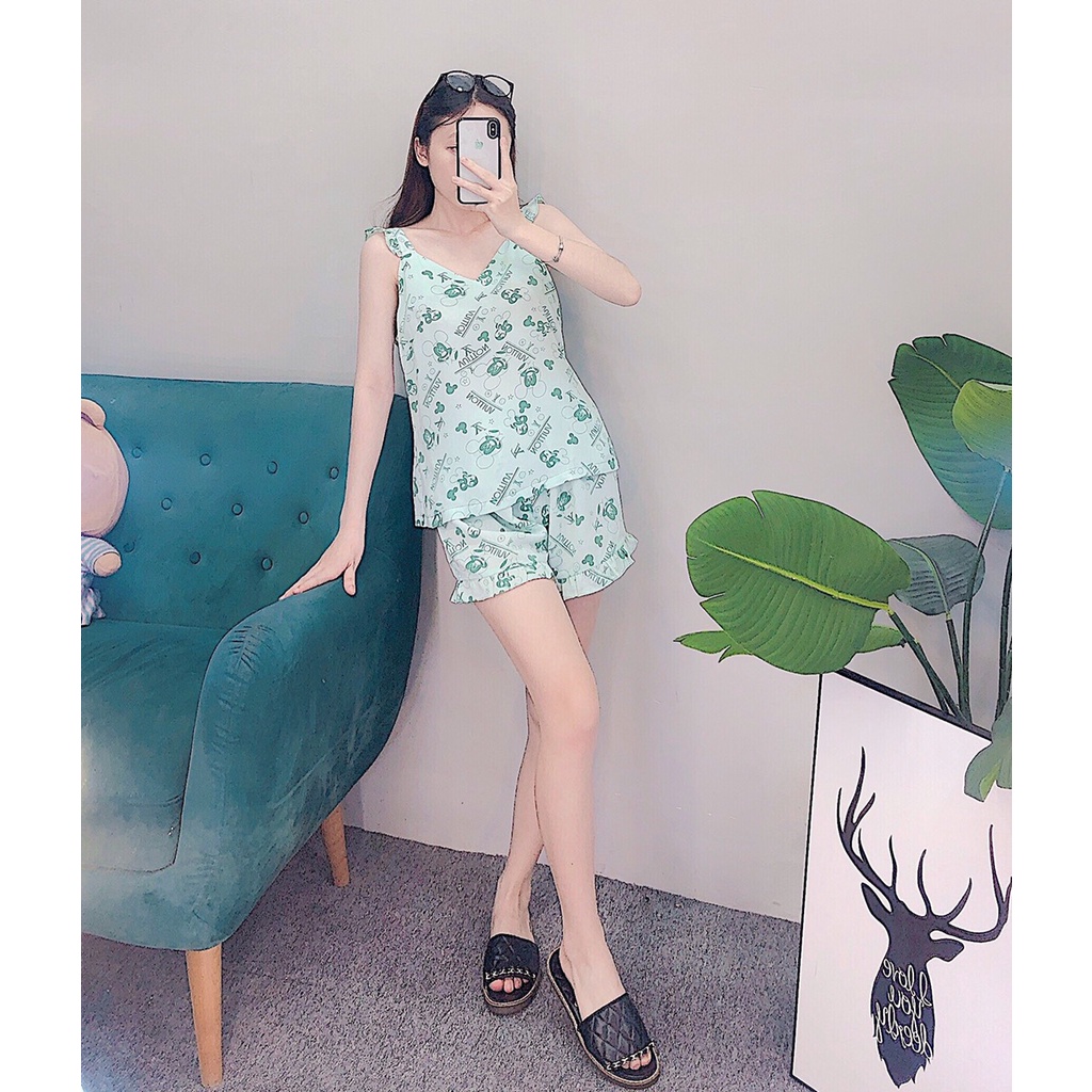 Đồ mặc nhà, bộ mặc nhà nữ vải lụa mango họa tiết dễ thương cá tính.