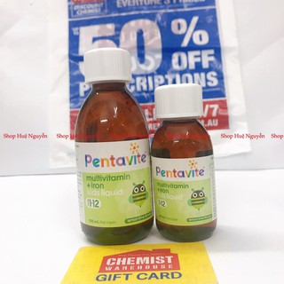 Siro Pentavite Multivitamin+iron kids liquid Úc, bổ sung vitamin tổng hợp và sắt cho bé từ 1- 12 tuổi,100ml và 200ml