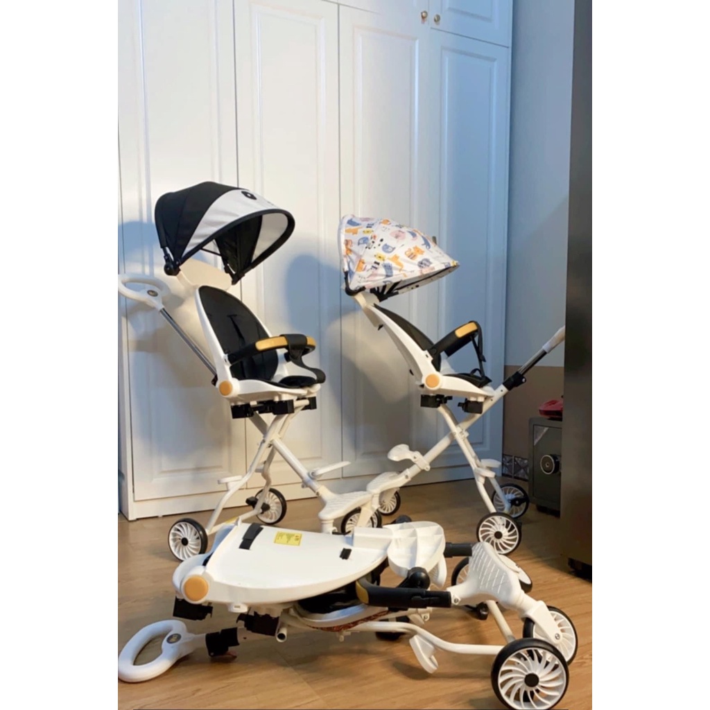 Xe đẩy đi dạo 2 chiều ghế ngả có đệm + mái M8