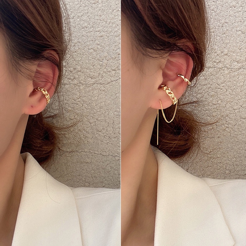[Hàng mới về] Khuyên kẹp vành tai kim loại thiết kế đơn giản sang trọng cho nữ