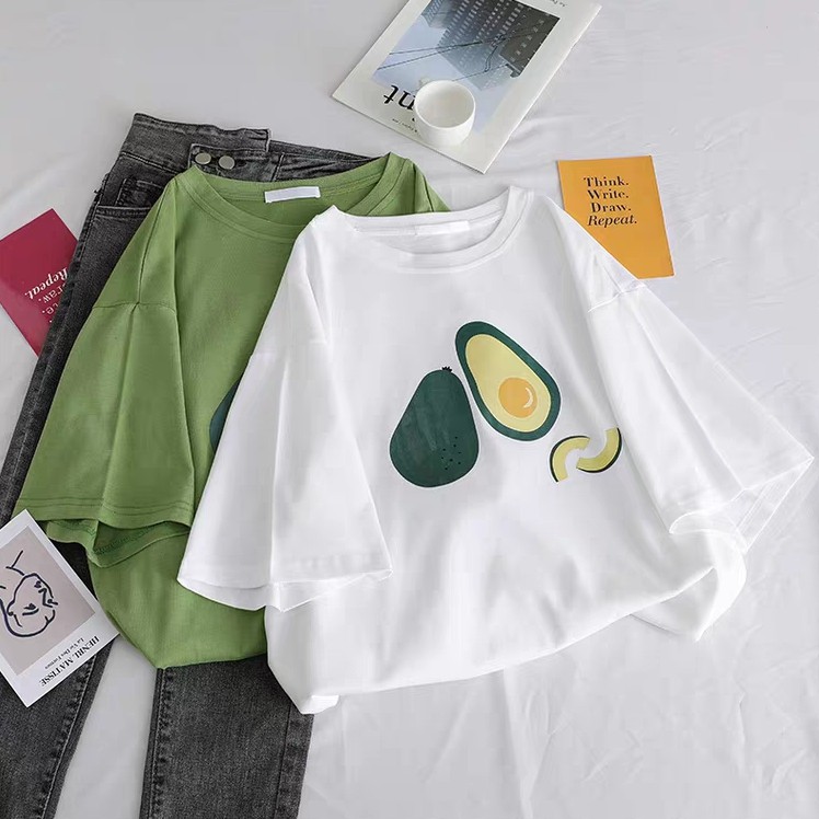 Áo Thun Tay Lỡ Trái Bơ Bổ Đôi Siêu Dễ Thương – Form Rộng Freesize