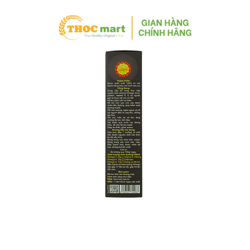 [ THOCmart.vn ] Dầu Sachi (Sacha Inchi) King Of Nuts Organic dầu ăn nguyên chất tự nhiên giàu Omega 3.6.9 chai 250ml