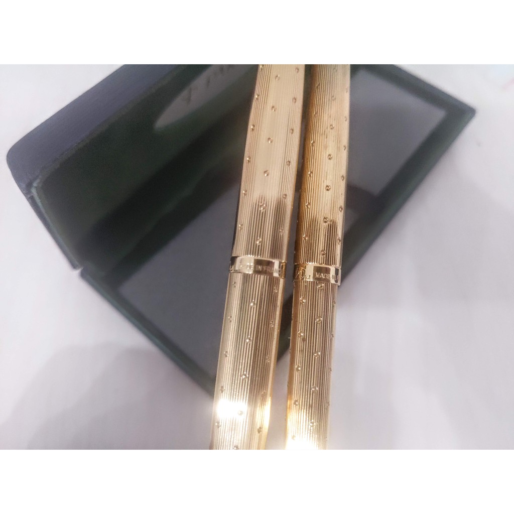 Bộ 2 bút Parker 75 PERLE - Mạ vàng 22K - Bút máy và bút bi - Place Vendome fountain pen &amp; ballpoint pen - Made in France