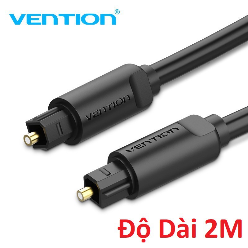 Cáp audio quang Toslink Optical 2m cao cấp đen chính hãng Vention