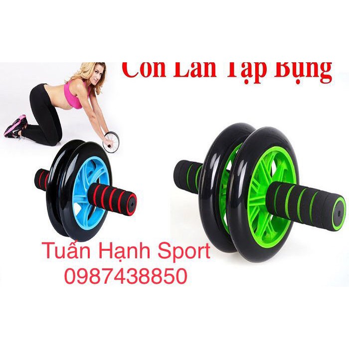 Con lăn tập bụng 2 bánh, máy tập cơ bụng con lăn tập gym  tại nhà TẶNG thảm lót gối