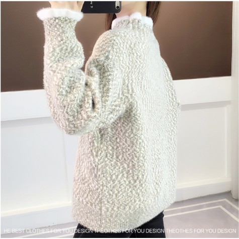 Áo Len Nữ Dày Phối Màu Cổ Và Tay Áo Phối Len Trắng Đáng Yêu- LENCTP16 | BigBuy360 - bigbuy360.vn