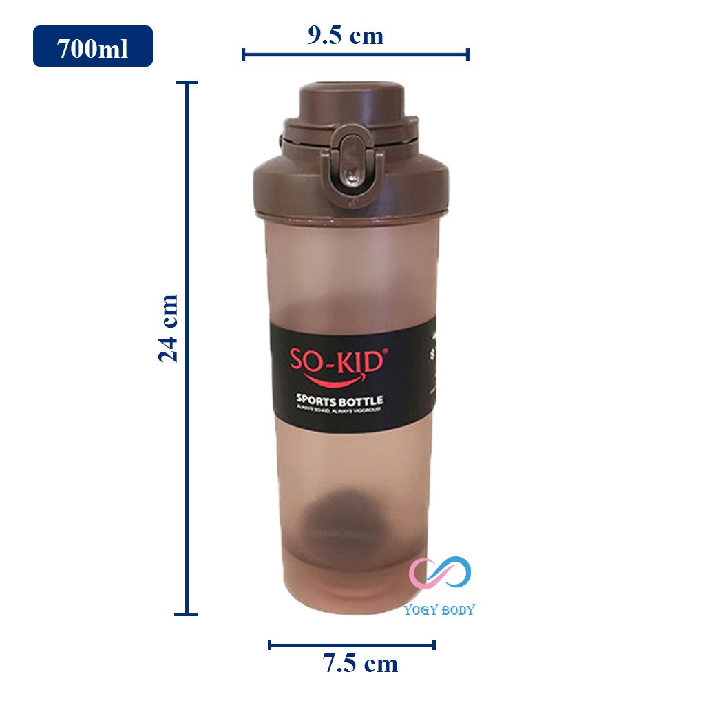 Bình Nước Thể Thao, Tập Gym Cao Cấp SO-KID Nắp Bật Tiện Lợi Có Quai Xách, Có Vạch Chia DT 700ML