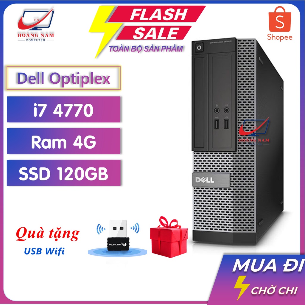 Case Máy Tính Đồng Bộ Rẻ ⚡️Freeship⚡️Thùng Máy Dell Optiplex 3020 Core i7 4770 Ram 4G/SSD 120GB - Bảo Hành 12 Tháng