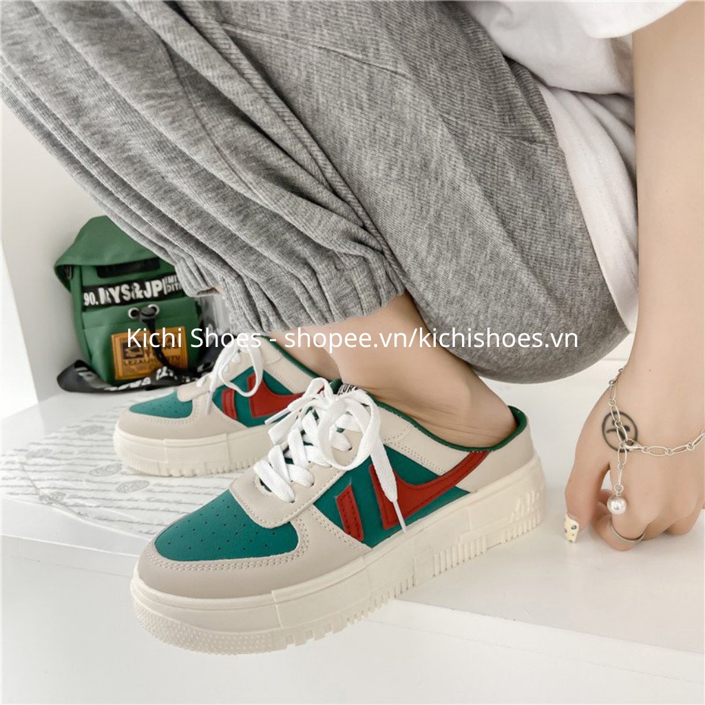 Giày sục bata đế bằng  / Giày sục thể thao nữ thời trang / Giày dẫm gót / Sục bata đạp gót đế bánh mì 5cm mã 1860