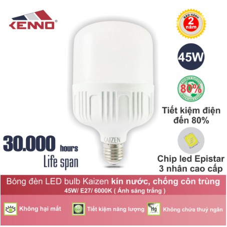 Đèn Led Bulb Trụ BK45W - Ánh sáng trắng/ vàng - KENNO