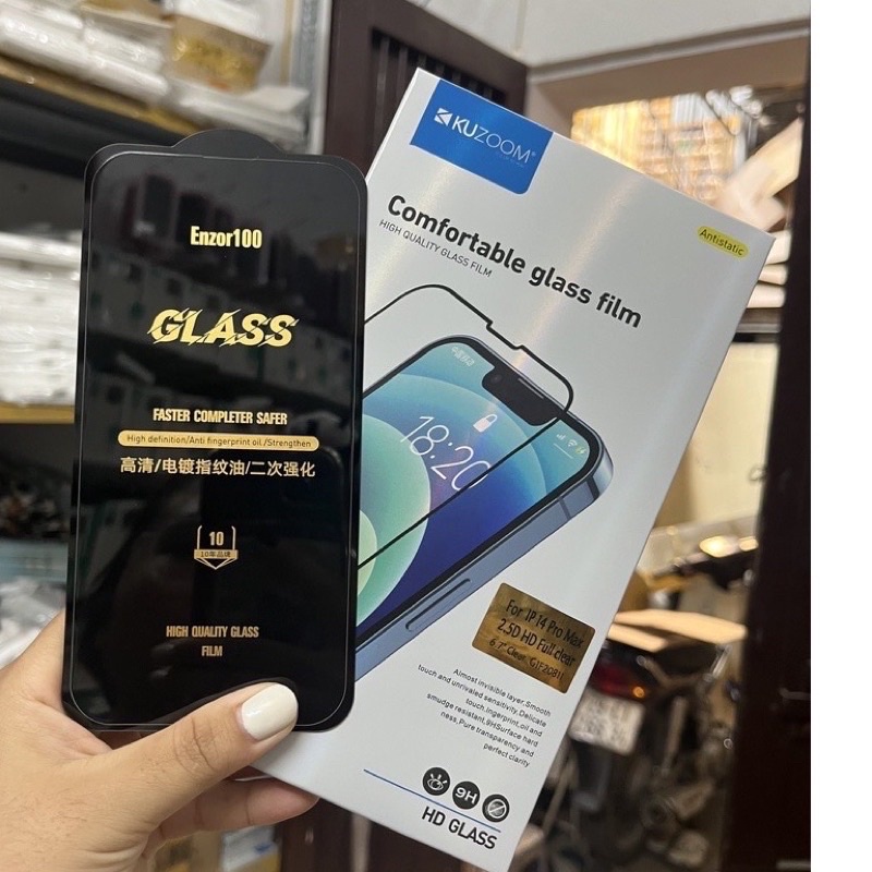 Kính cường lực Kuzoom  Full màn hình viền trong siêu xịn iphone 14 PRO MAX , 14 PRO , 14 MAX , 14