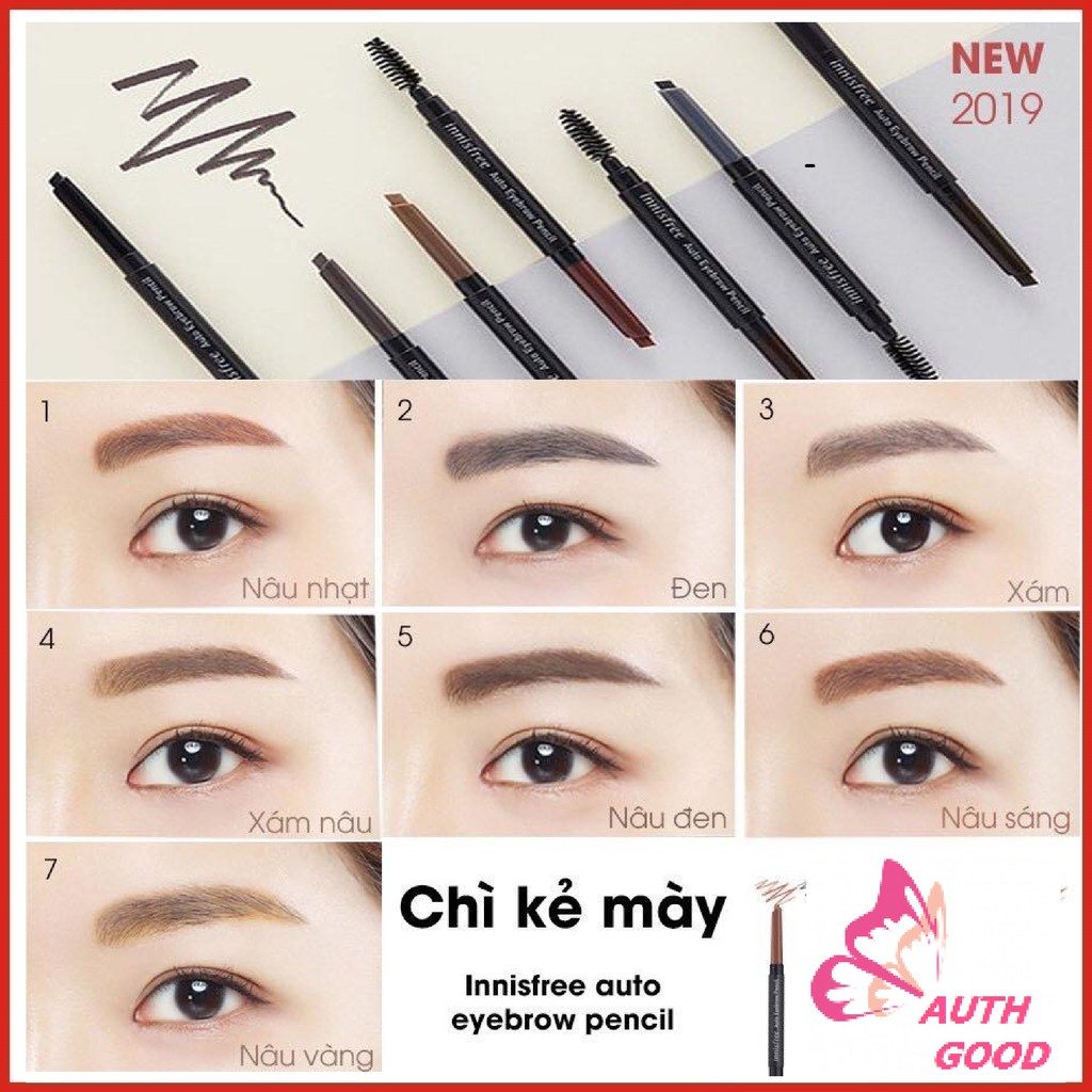 Chì Kẻ Mày 💖FREESHIP💖 Chì Kẻ Mày Innisfree Auto Eye-Brow Pencil hai đầu tiện dụng