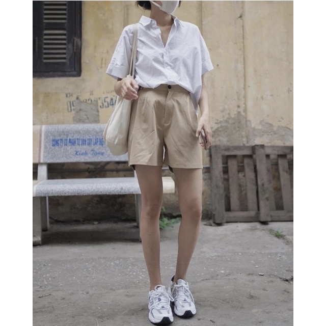 Áo sơ mi cộc tay xẻ lưng cài cúc sau siêu hot 9150, Áo sơmi cộc tay kẻ nhỏ kiểu Hàn Quốc