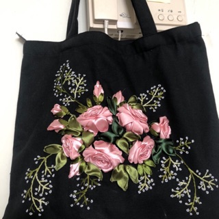 Túi vải canvas thêu handmade(hình shop chụp ko sửa hay chỉnh màu)