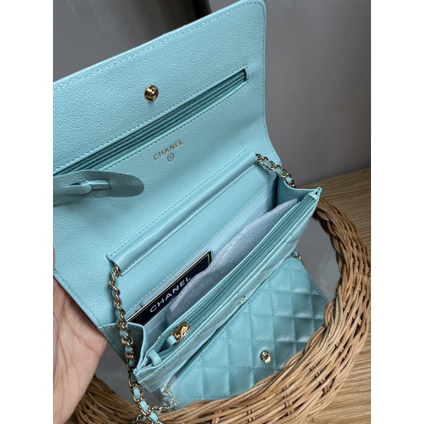 Túi woc nắp gập màu xanh nhũ size 20cm