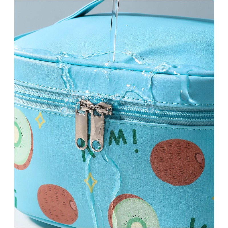 Túi Đựng Mỹ Phẩm Da PU Chống Thấm Nước Họa Tiết Trái Cây Xinh Xắn