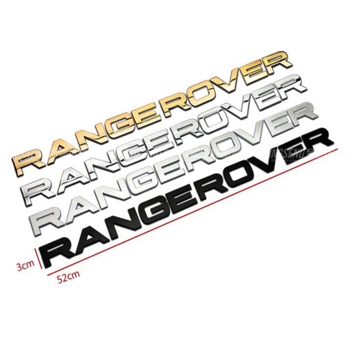 Decal tem chữ Ranger Rover inox dán đầu hoặc đuôi xe ô tô