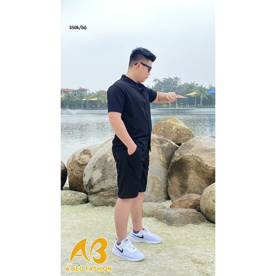 Bộ Đồ Đũi Xước Đen Trắng Cho Người Béo | BigBuy360 - bigbuy360.vn