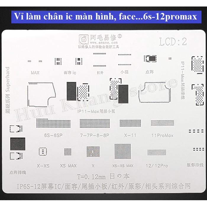 Vỉ làm chân màn hình, face..6s-12promax | Chính hãng Amaoe