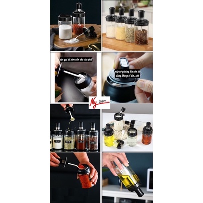 Hũ đựng gia vị thuỷ tinh, kèm thìa cho nhà bếp | BigBuy360 - bigbuy360.vn