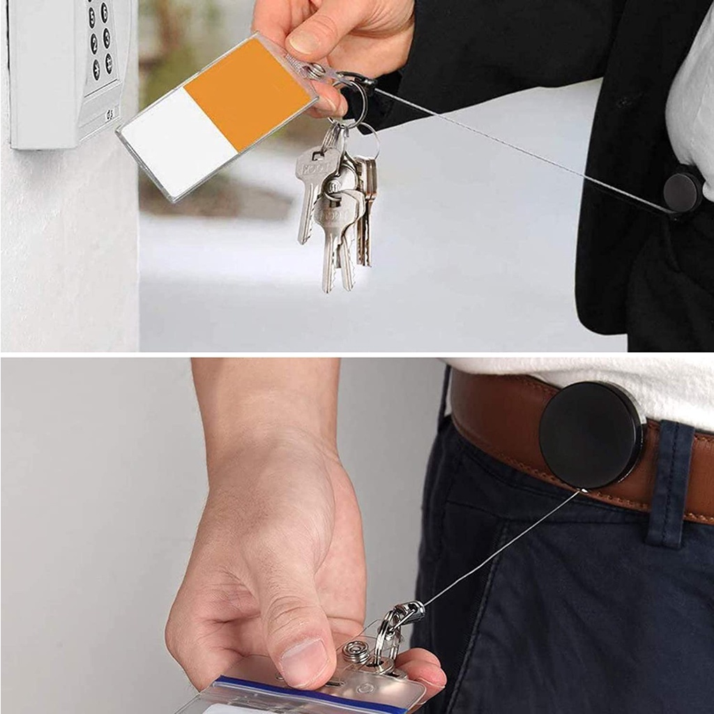 Móc giữ thẻ bằng thép chịu lực nặng với dây kéo dài 23.6in màu đen độc đáo