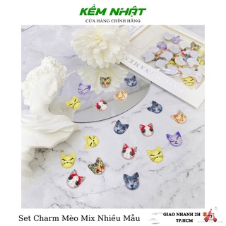 Set charm mèo mix nhiều mẫu đính móng