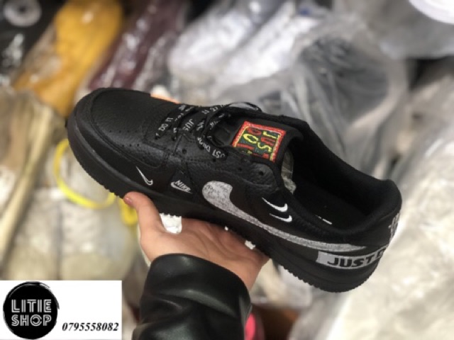 ẢNH THẬT | GIÀY AIR FORCE 1 AF1 JUST DO IT BLACK MID ĐEN THẤP CỔ NAM NỮ FULLBOX