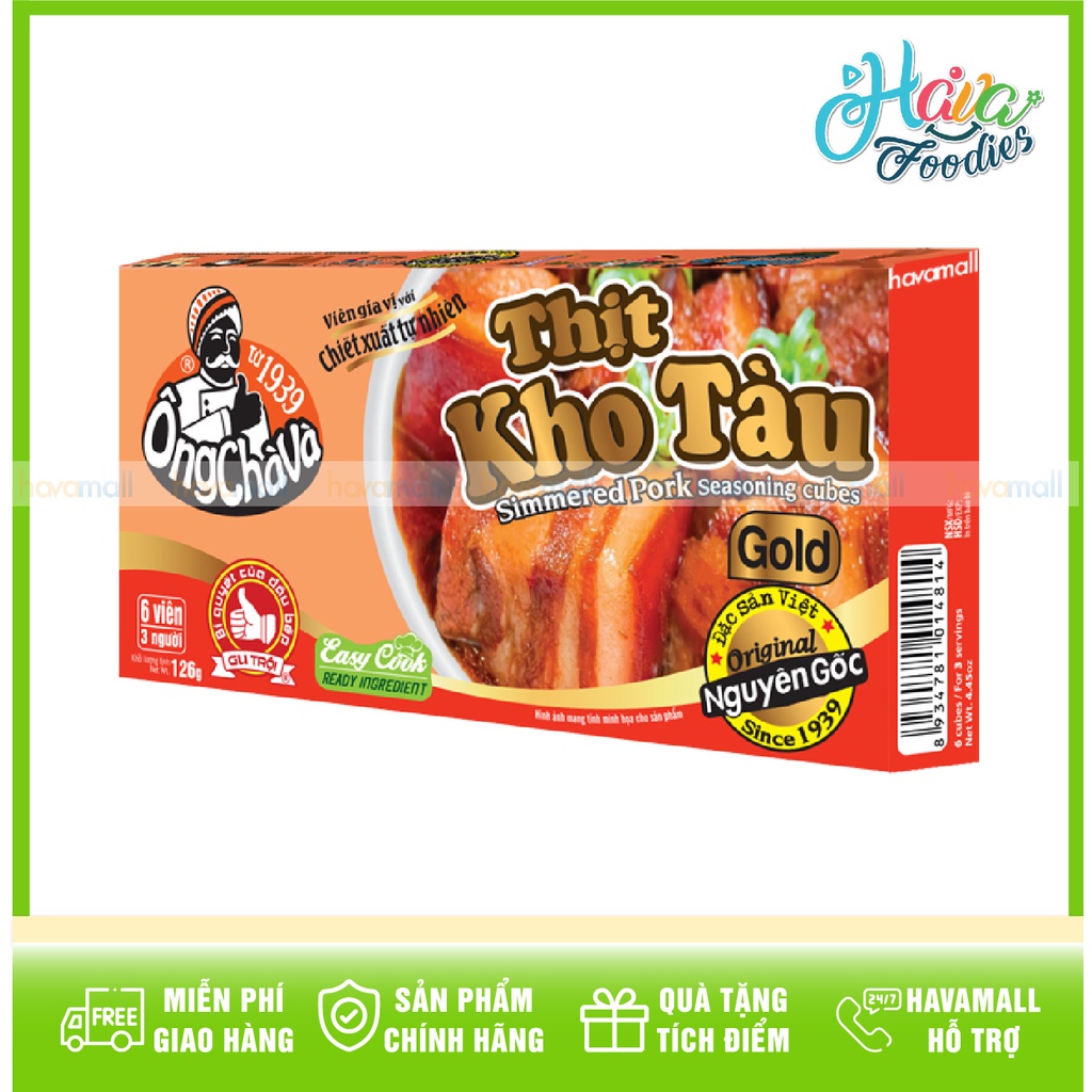 [HÀNG CHÍNH HÃNG] Viên Gia Vị Thịt Kho Tàu Ông Chà Và (6 Viên) 126gr