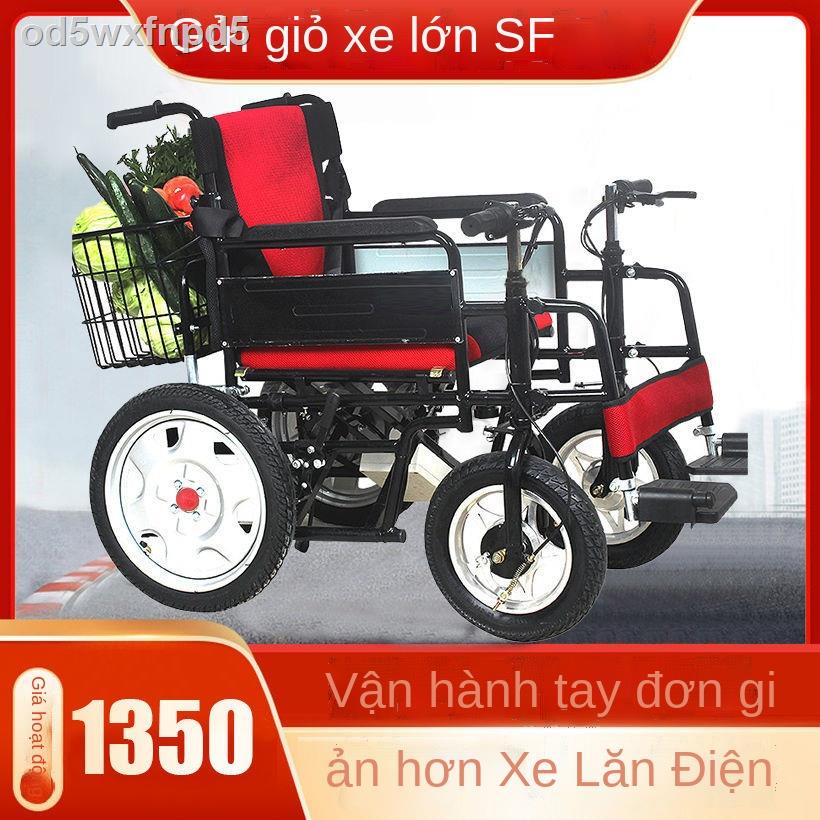 ☁✼◘Xe lăn điện tay ga cũ dành cho người khuyết tật đôi bánh lớn xuyên quốc gia bốn Zhongtong SF