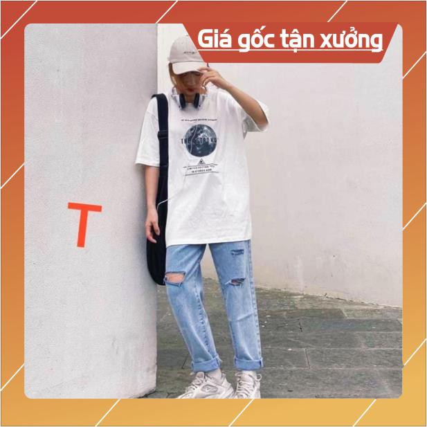 Bộ nữ 💖FREESHIP💖 Set quần bò rách ống rộng hack dáng +áo trái đất TTA245 siêu mát