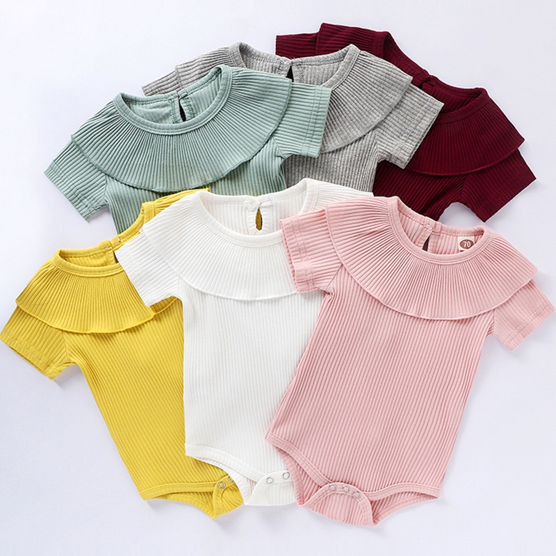 Bộ áo liền quần tay ngắn 100% cotton mềm mại dành cho bé