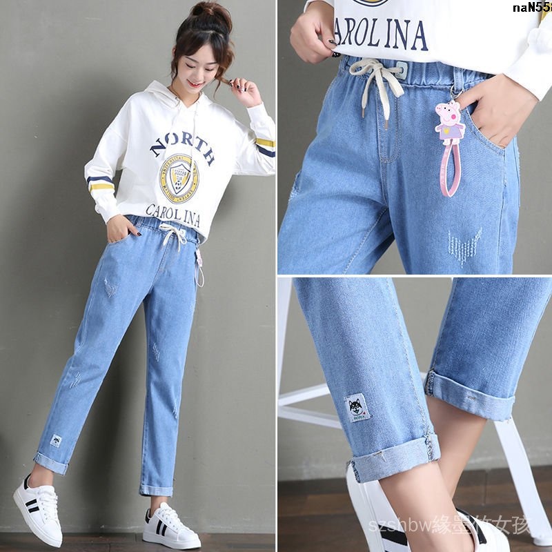 Quần Jean Dài Ống Rộng Phong Cách Hàn Quốc Thời Trang Thu Đông Dành Cho Bé Gái 12-16 Tuổi 14 Tuổi