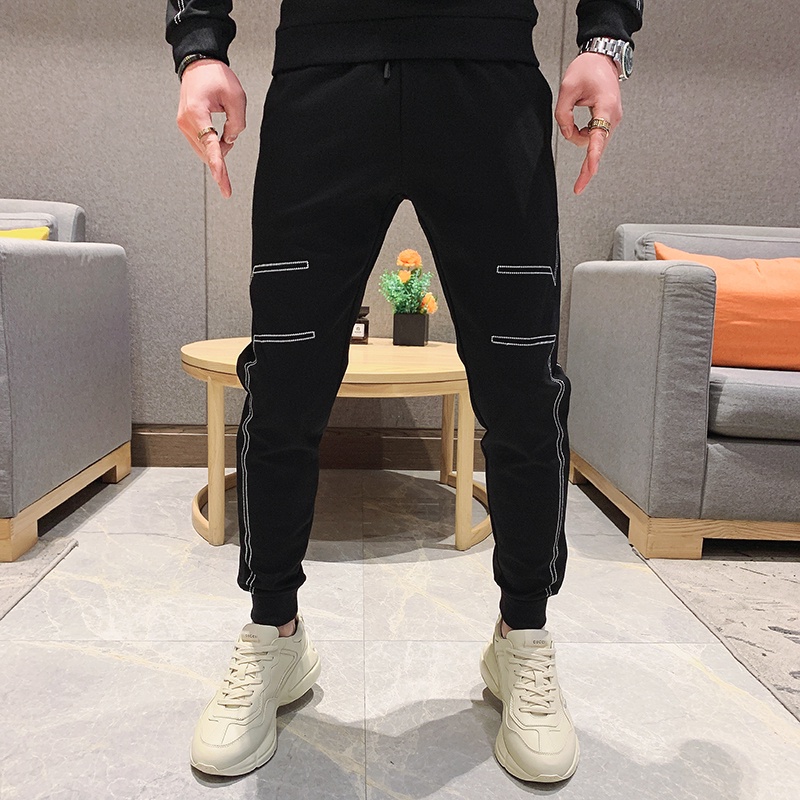 Bộ đồ thể thao Nam Hàn Quốc Áo len mỏng giản dị Cá tính Bộ hai mảnh, Nỉ Ngoại Dày Dặn Ấm Áp