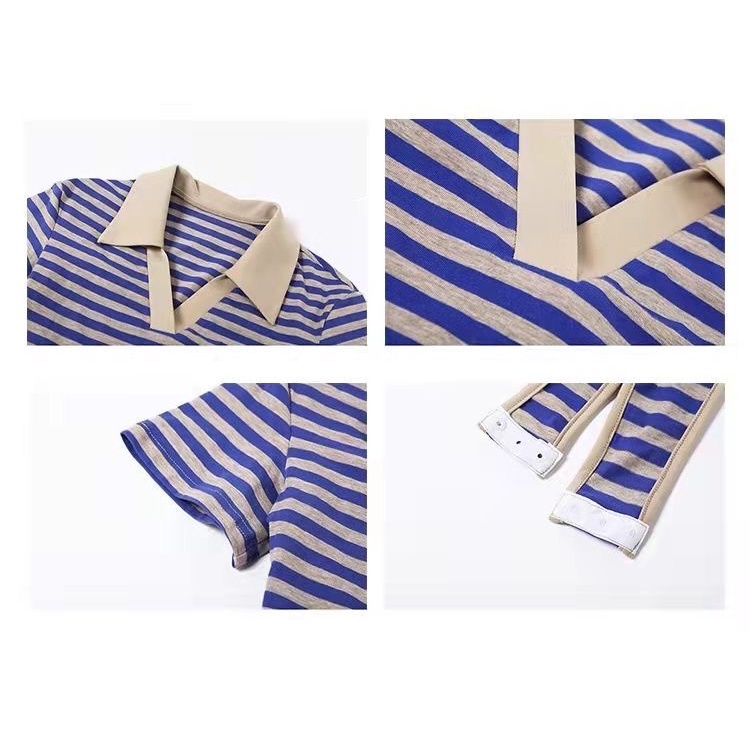 Áo liền quần MMIOT Y2K cổ chữ V tay ngắn cổ bẻ họa tiết kẻ sọc phong cách Anh quốc thời trang mùa hè 2023 cho nữ