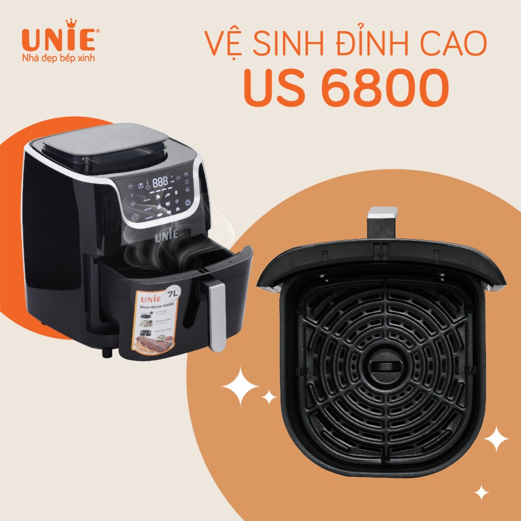 [Mã ELHADEV giảm 4% đơn 300K] Nồi chiên hơi nước UNIE Steam US6800 chính hãng, công suất 1700W, dung tích 7L