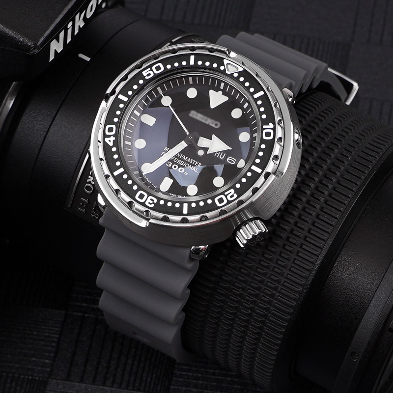 Dây Đeo Silicon Có Vòng Kim Loại 22mm Thay Thế Cho Đồng Hồ Seiko Prospex SKX007 Tuna Sumo