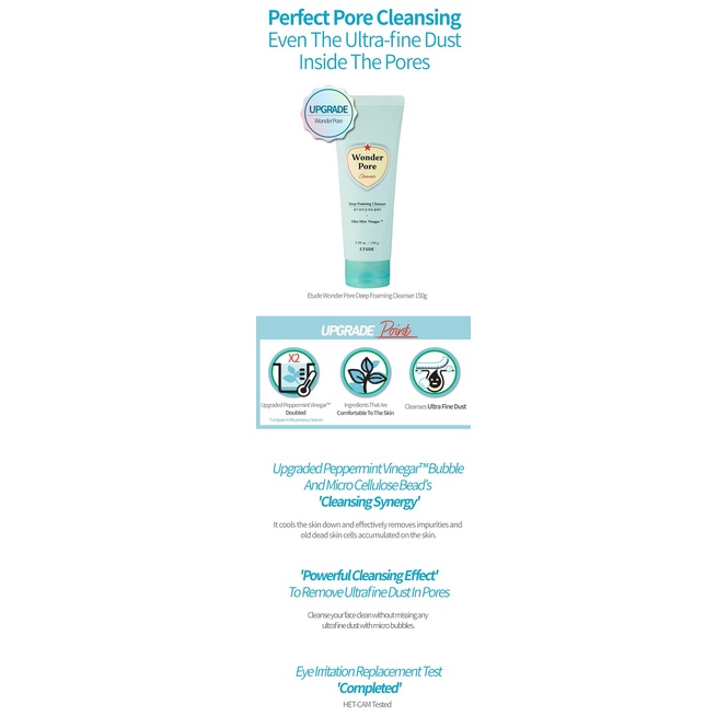 Sữa rửa mặt sạch sâu ETUDE giúp làm sạch lỗ chân lông hiệu quả chất lượng cao 150g